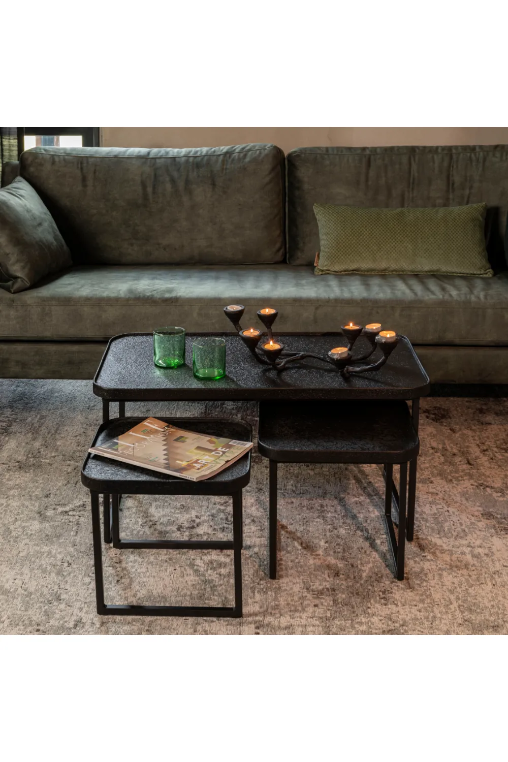 Black Metal Coffee Table Set (3) | Dutchbone Winston