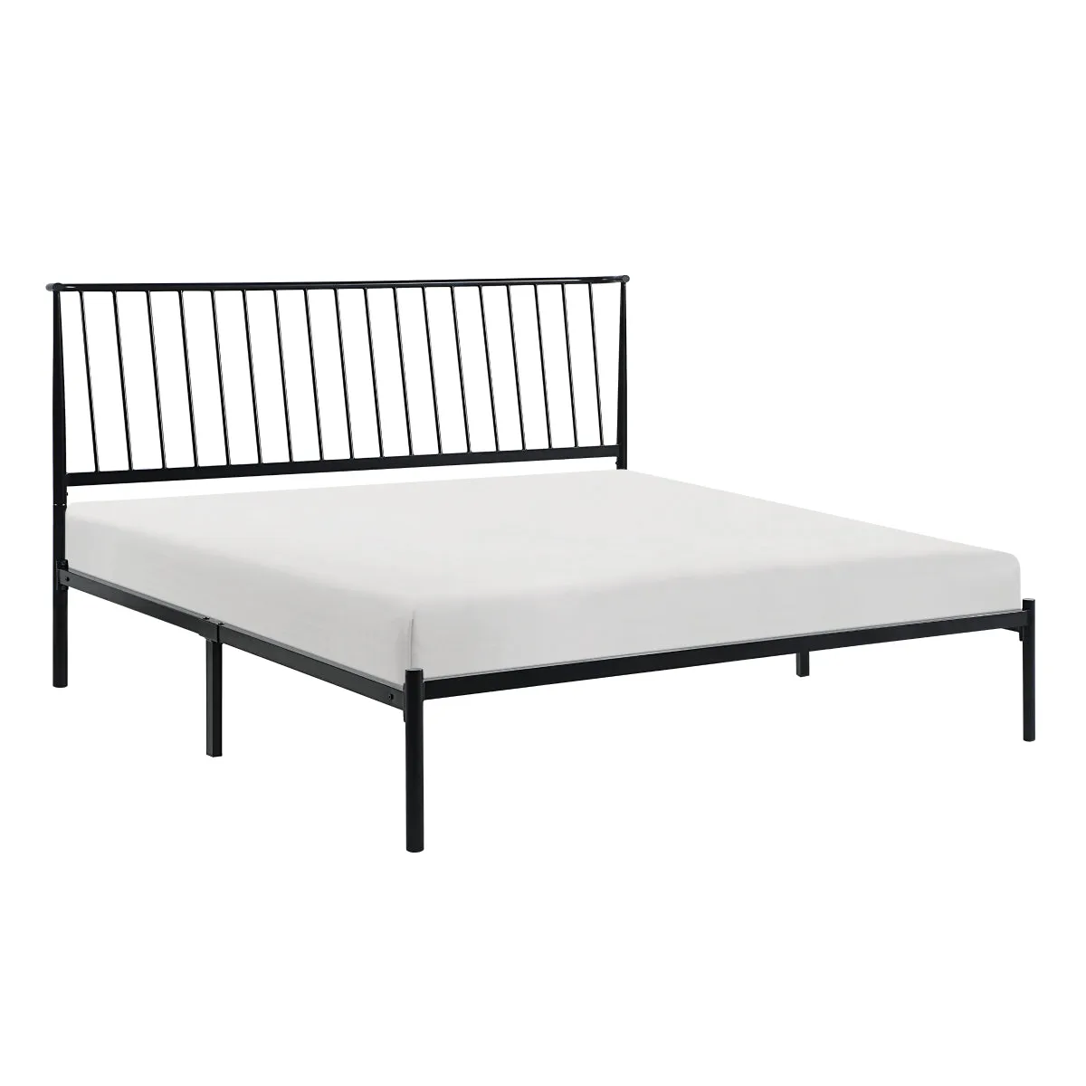 Black Metal King Platform Bed - No Box Spring Needed