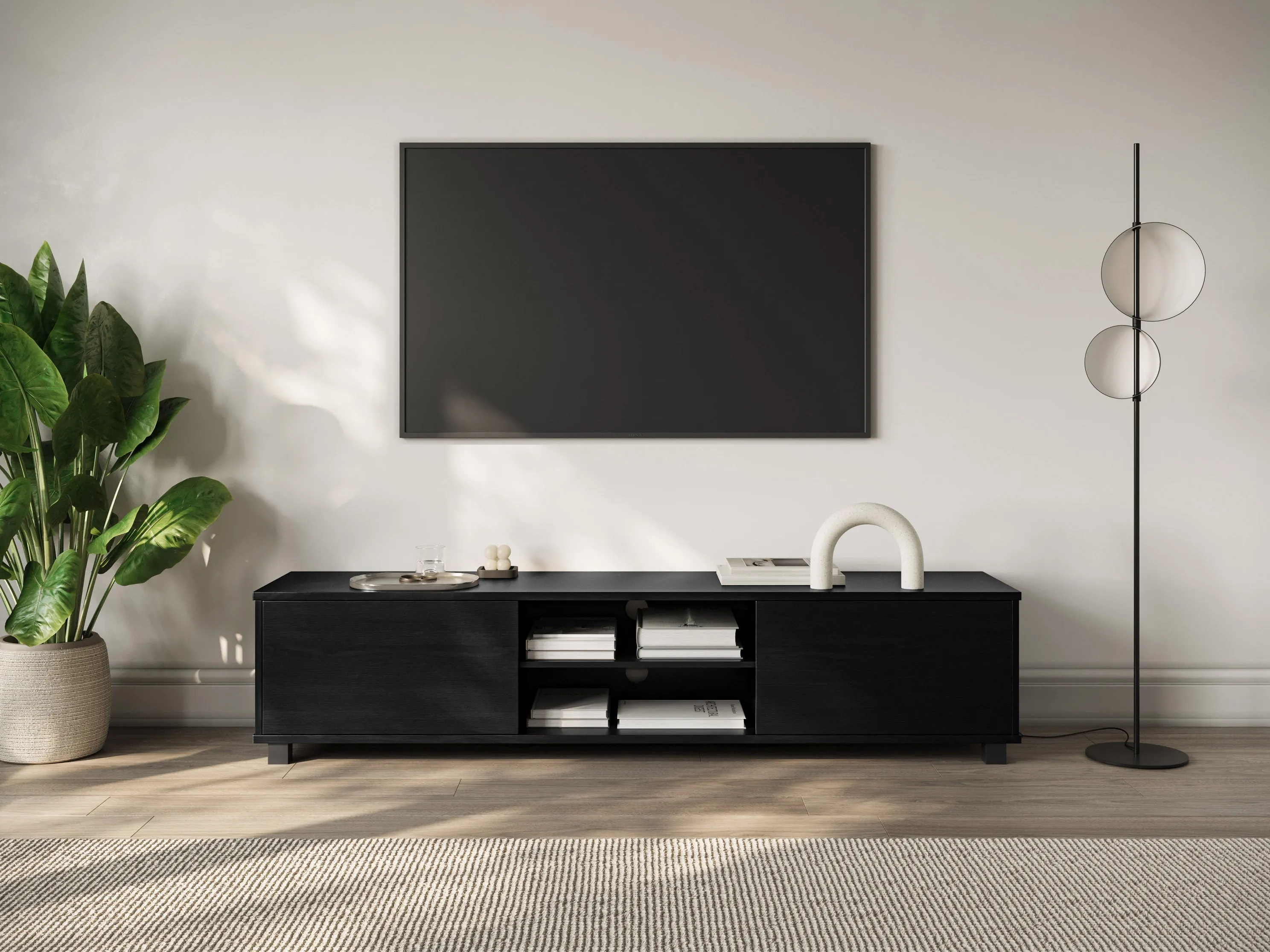 Black Modern TV Stand for TVs up to 85"