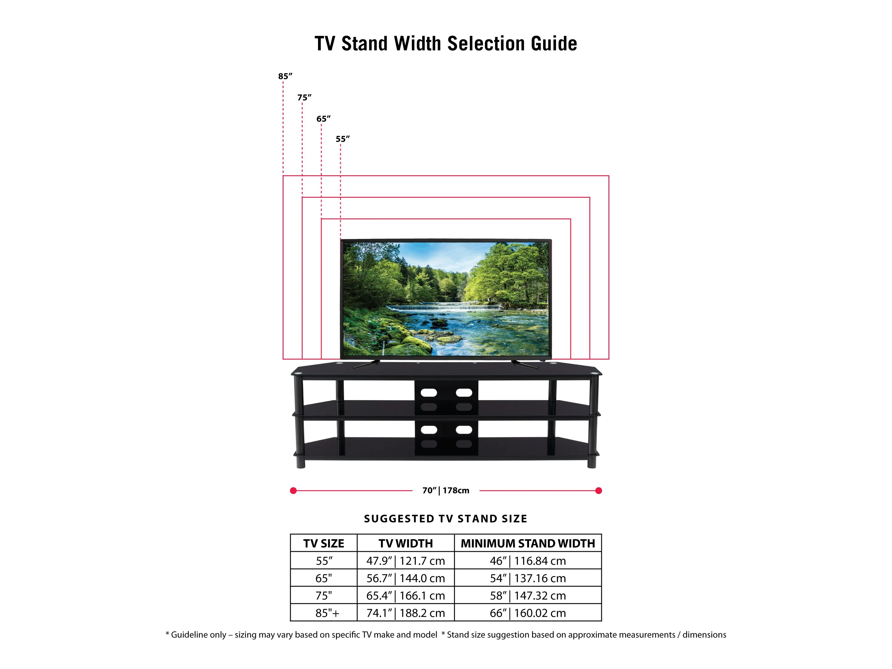 Black TV Bench, TVs up to 85"