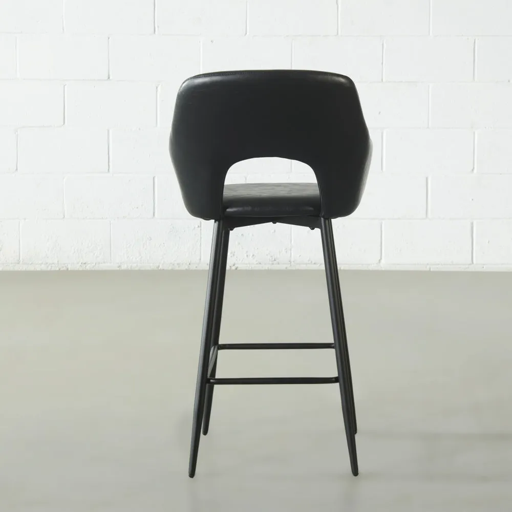 BROADWAY - Black Leather Counter Stool