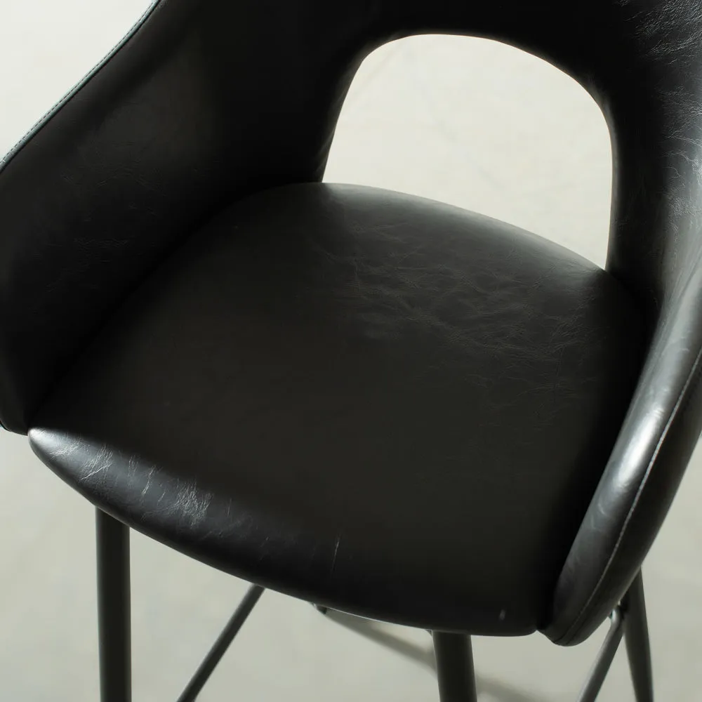 BROADWAY - Black Leather Counter Stool