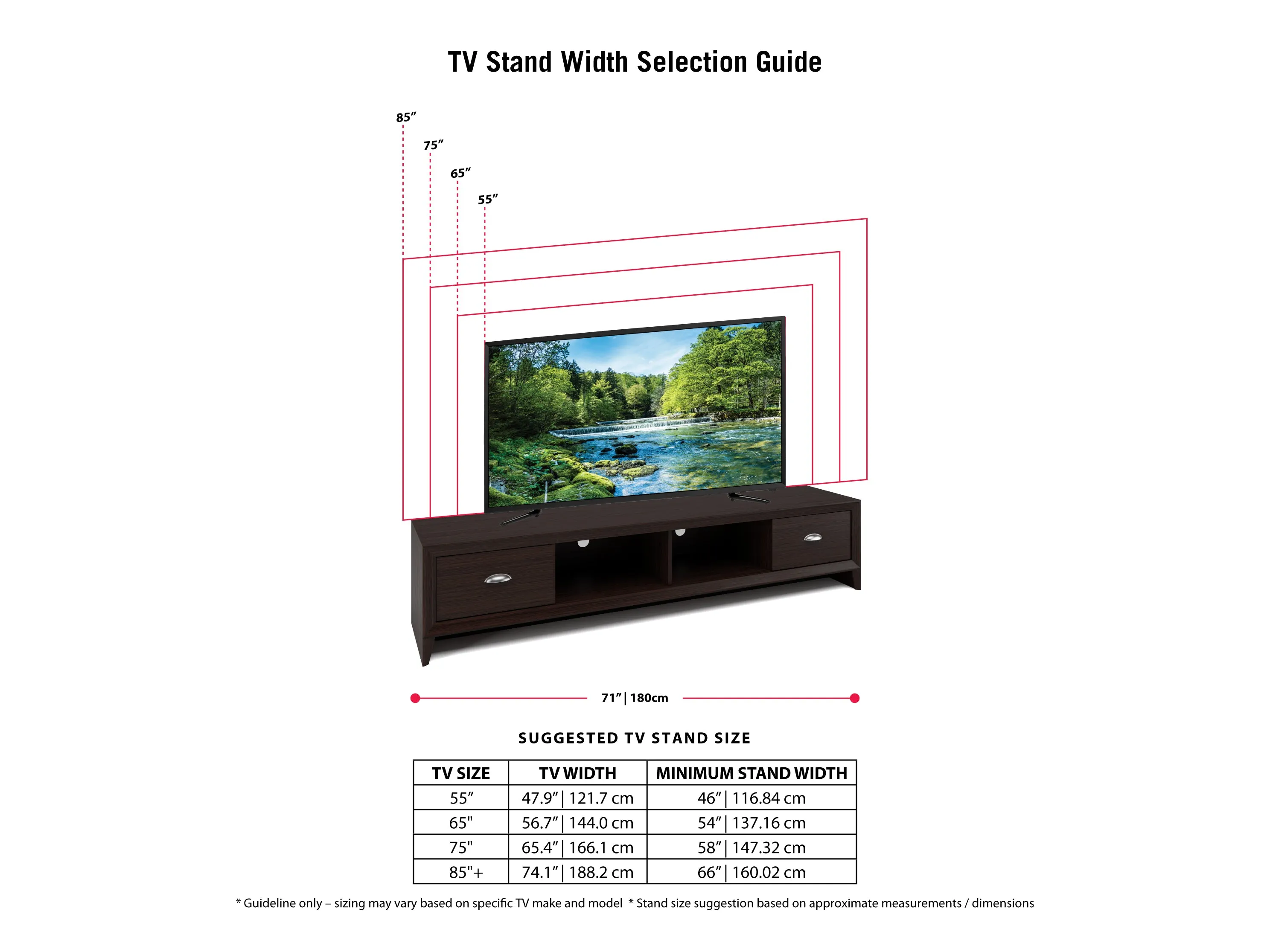 Brown TV Stand, TVs up to 85"