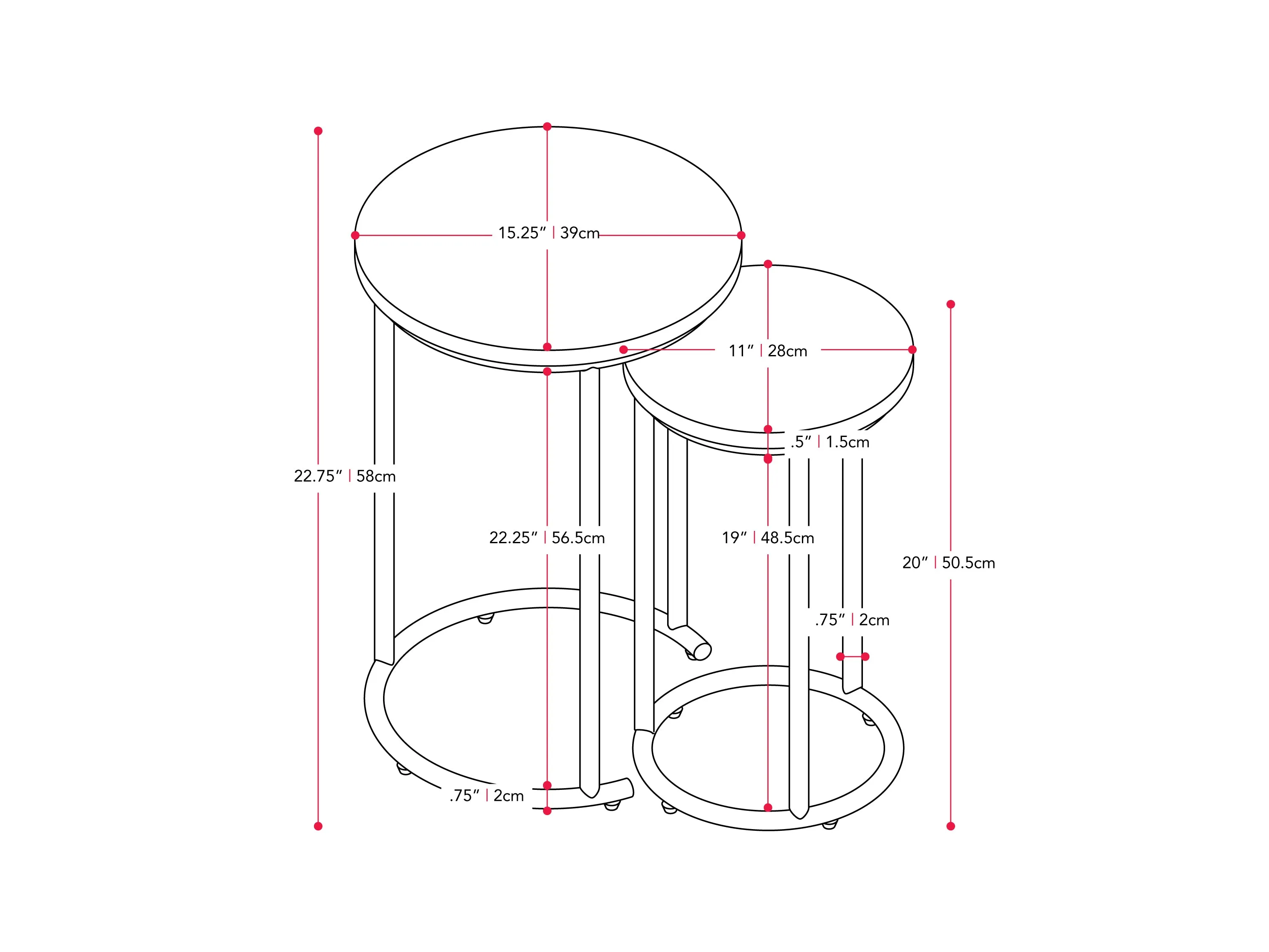 Brown Wood Round Nesting Side Tables