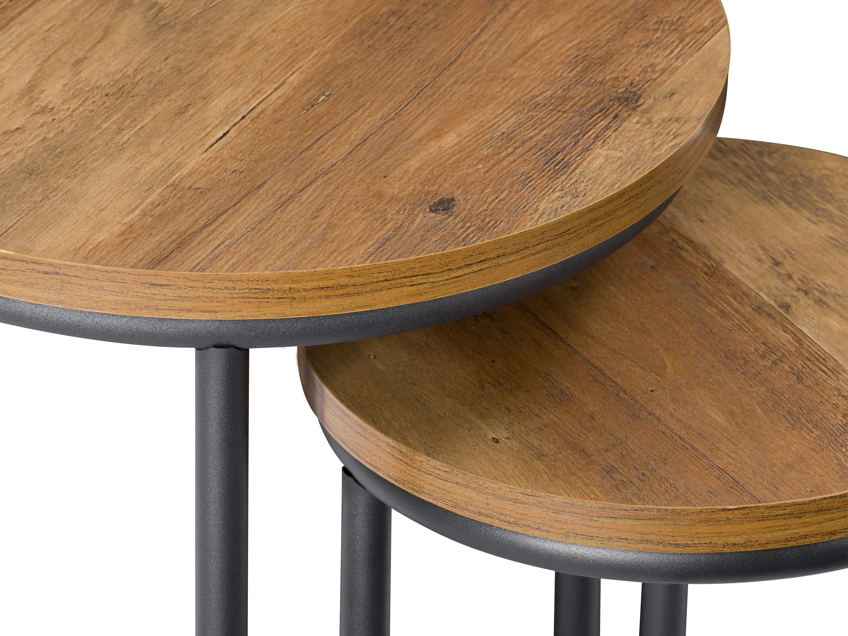 Brown Wood Round Nesting Side Tables