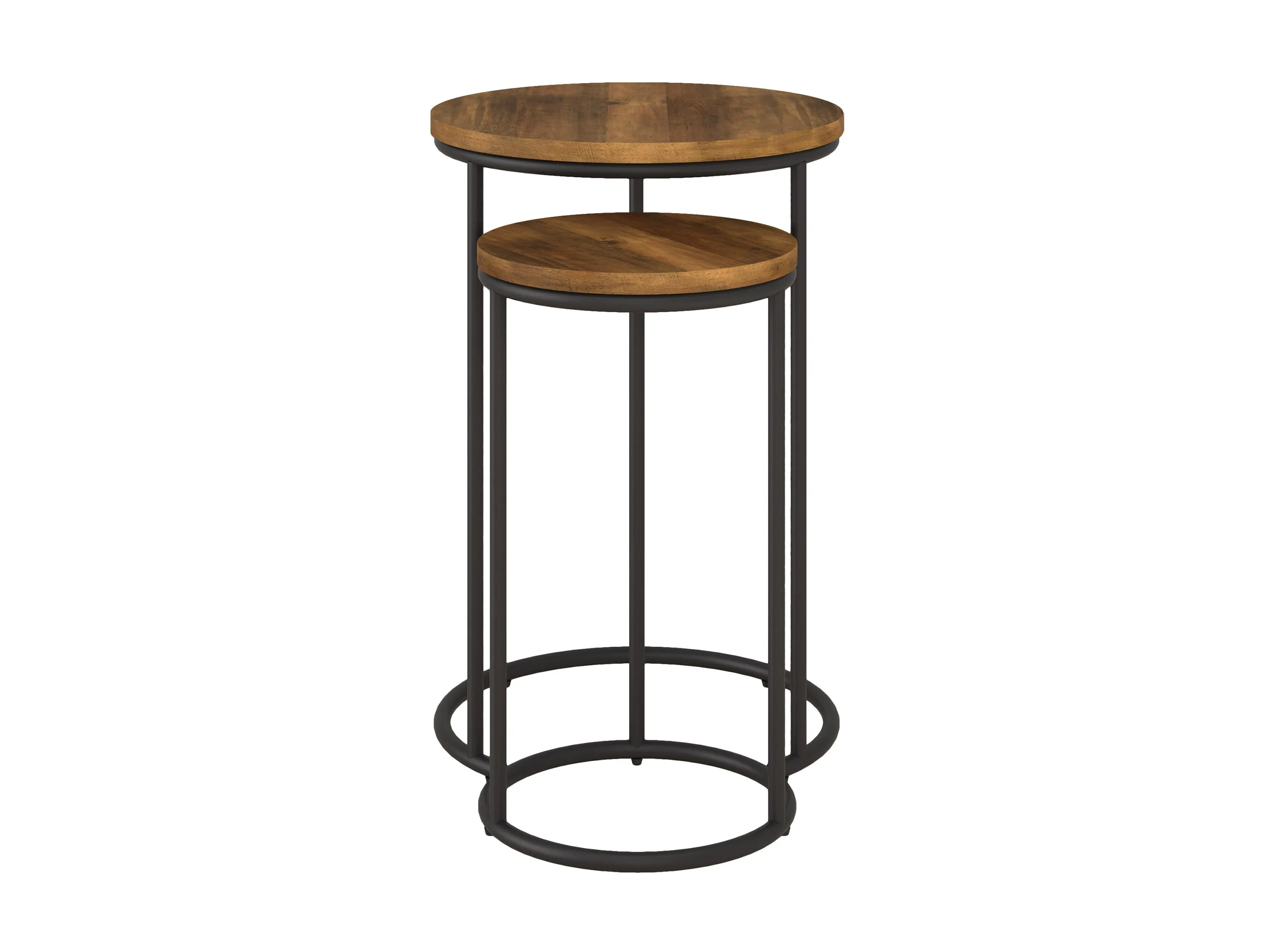 Brown Wood Round Nesting Side Tables