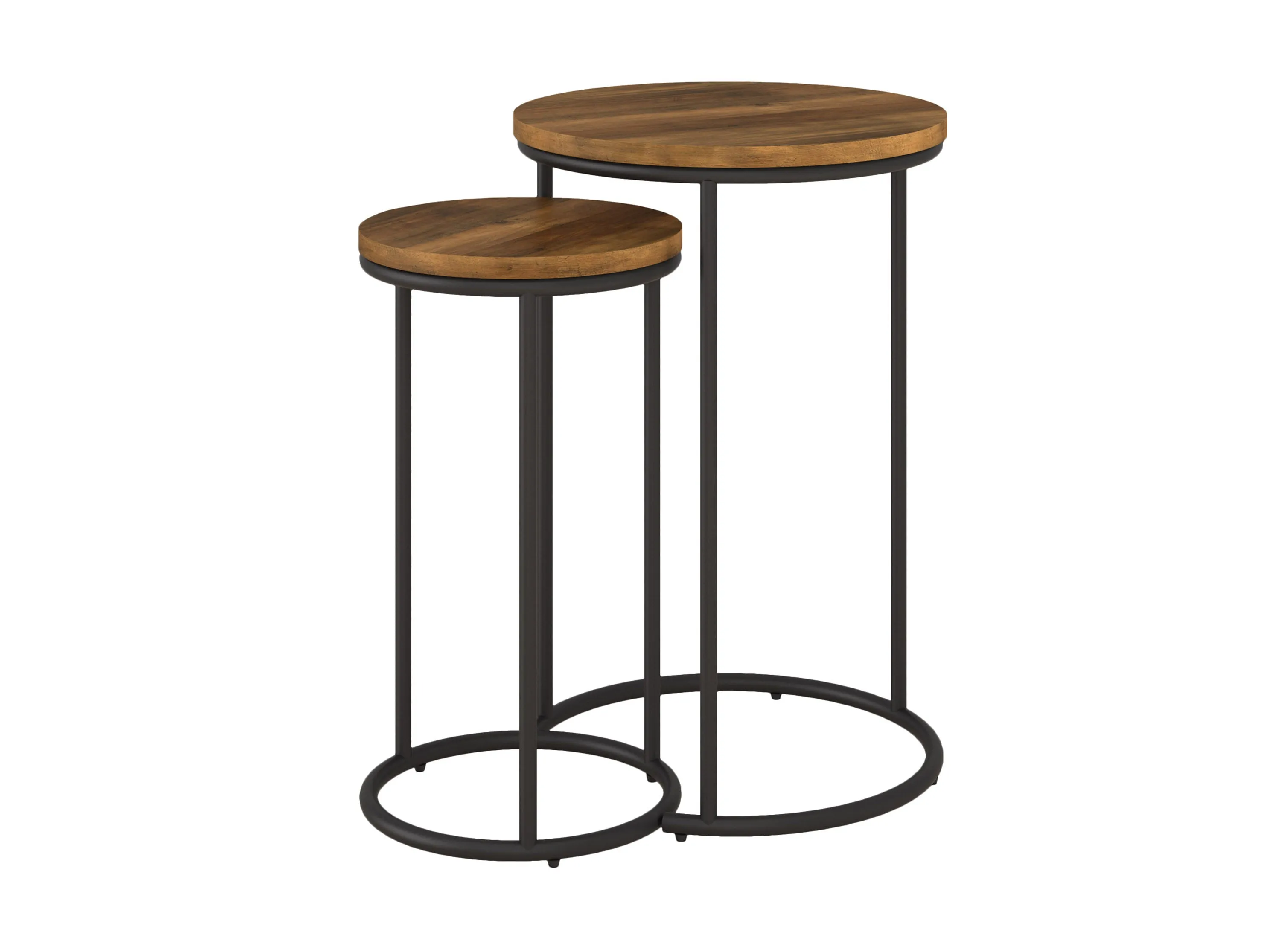 Brown Wood Round Nesting Side Tables