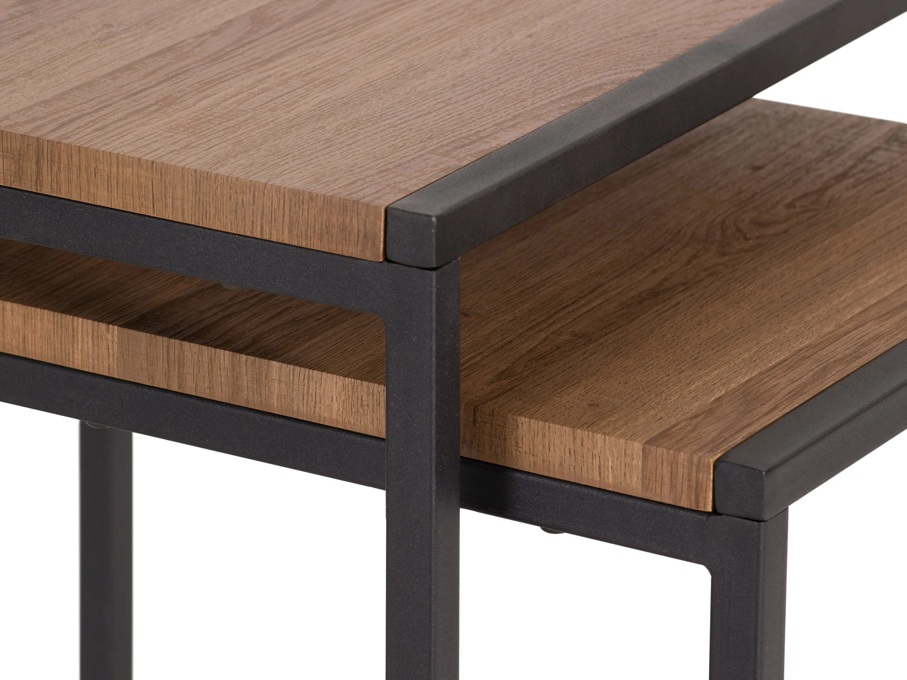 Brown Wood Square Nesting Side Tables