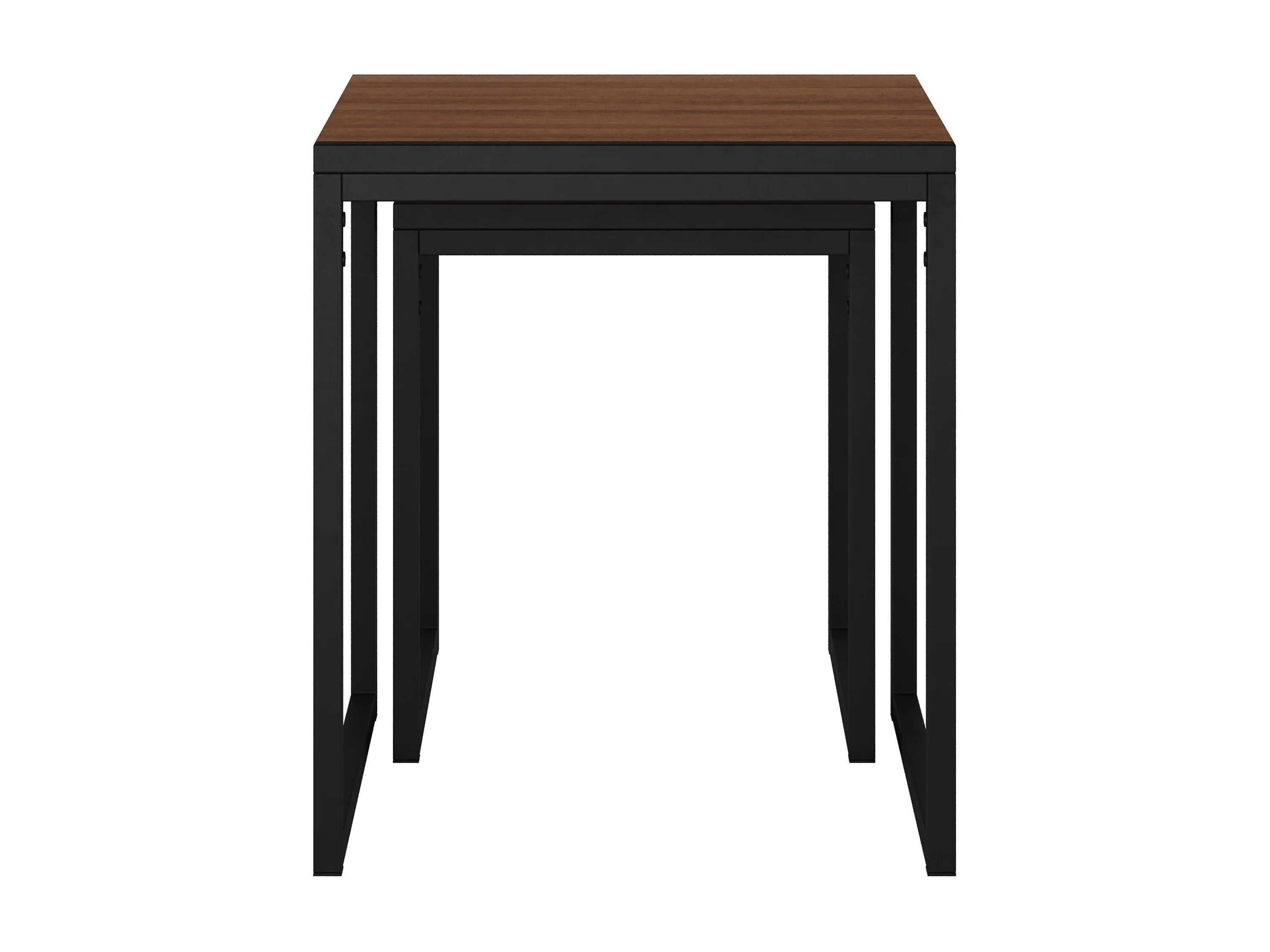 Brown Wood Square Nesting Side Tables