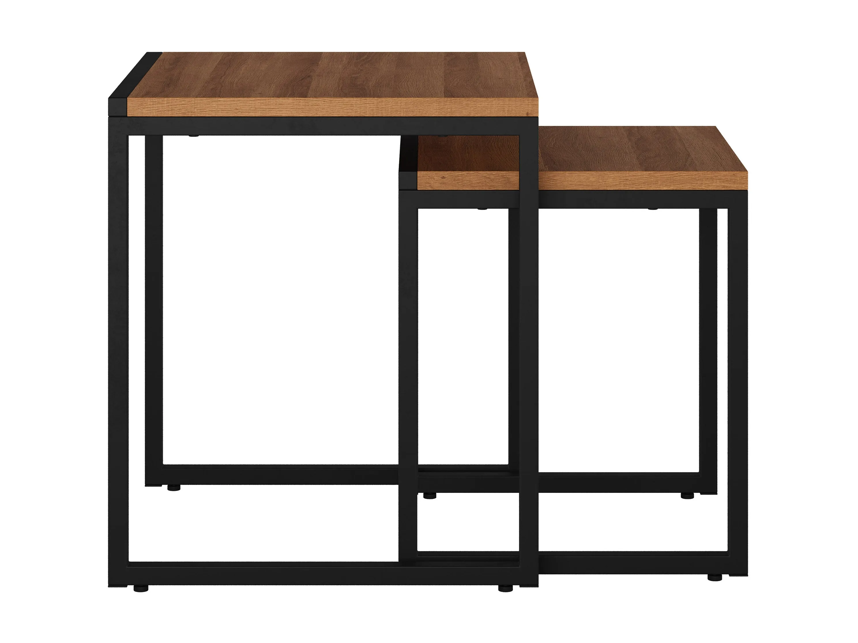 Brown Wood Square Nesting Side Tables