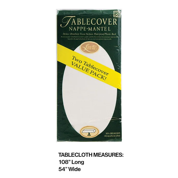 Bulk White Linette Paper Table Covers 54" x 108" (72 per Case)