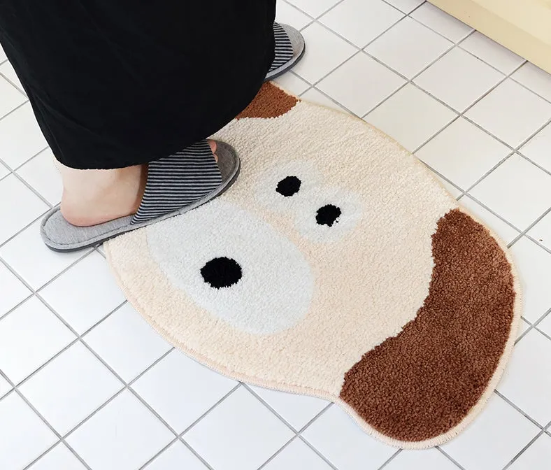 Bunny Puppy Cute Characters Shaped Floor Mats Rugs Bathroom Home Bed Door Foot Pads Felt Anti-slip