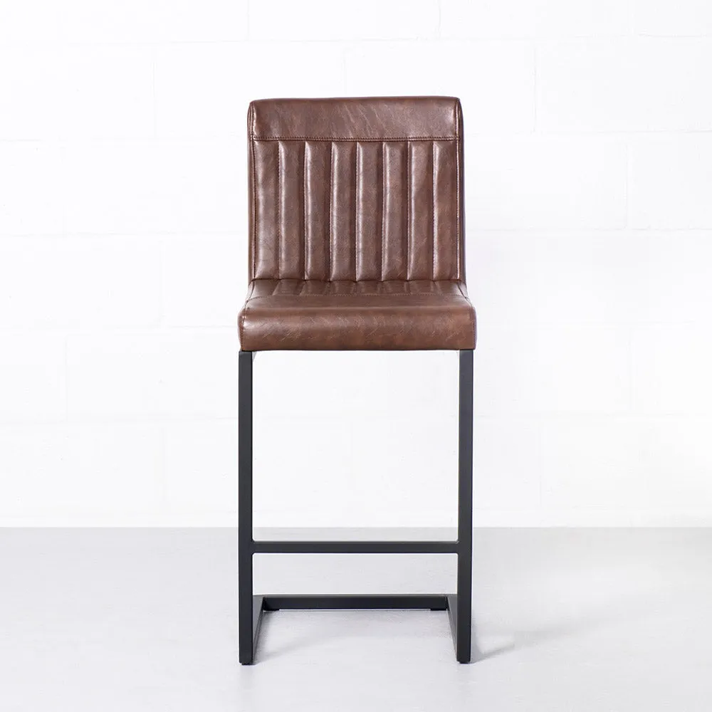 CAL - Brown Leather Bar Stool (65cm)