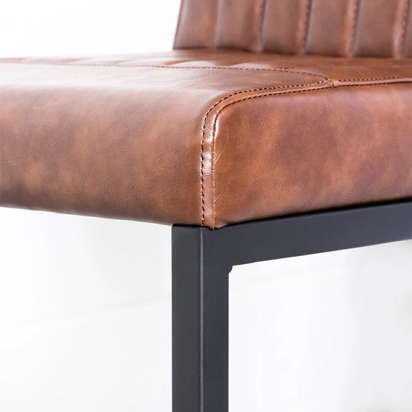 CAL - Brown Leather Bar Stool (65cm)