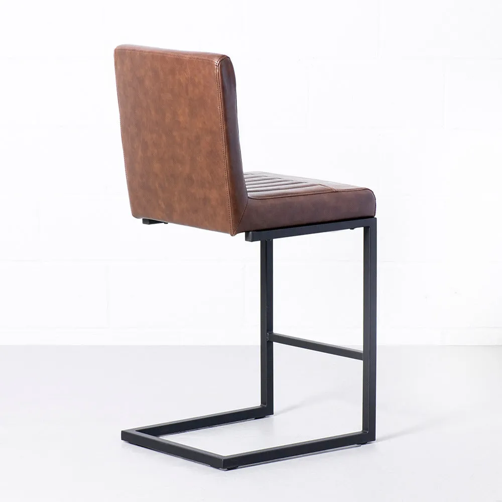 CAL - Brown Leather Bar Stool (65cm)