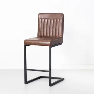 CAL - Brown Leather Bar Stool (65cm)