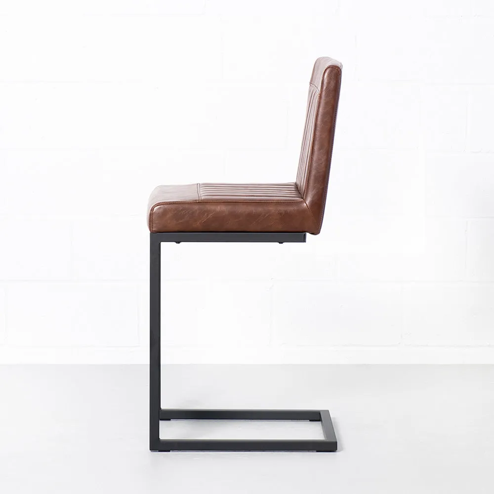 CAL - Brown Leather Bar Stool (65cm)