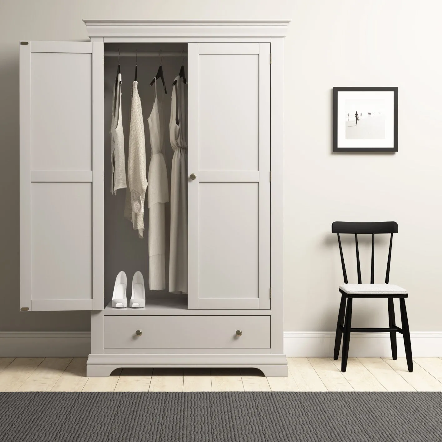 Chalbury Double Wardrobe in Pebble Grey