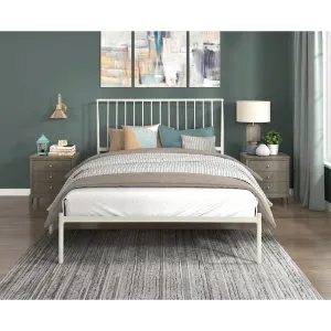 Chic White Full Platform Bed – Modern & Sleek Design