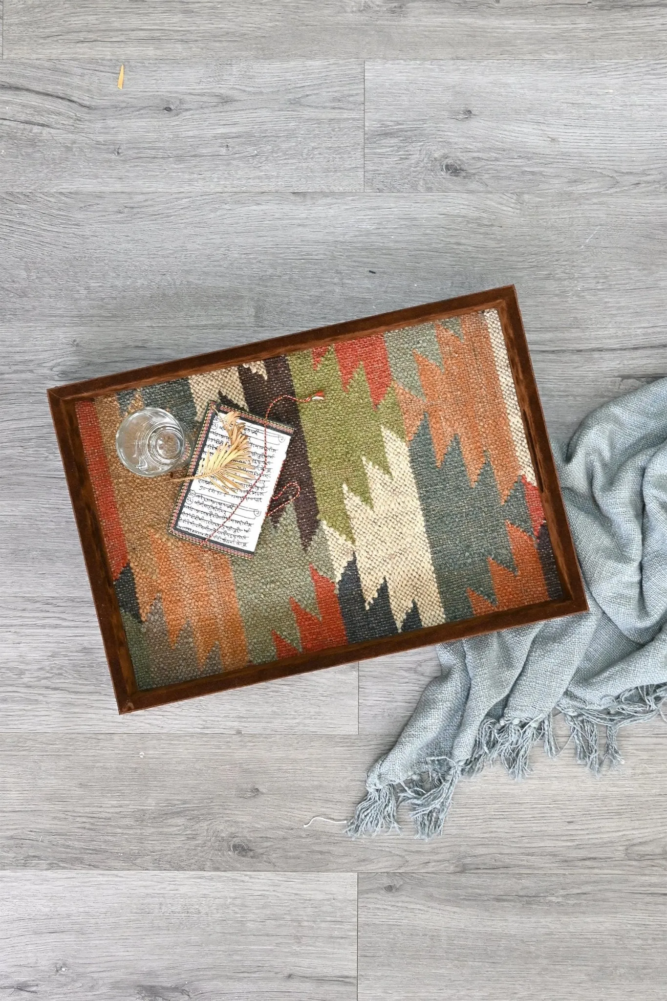 CRIMSOM - LEATHER & KILIM RUG TRAY