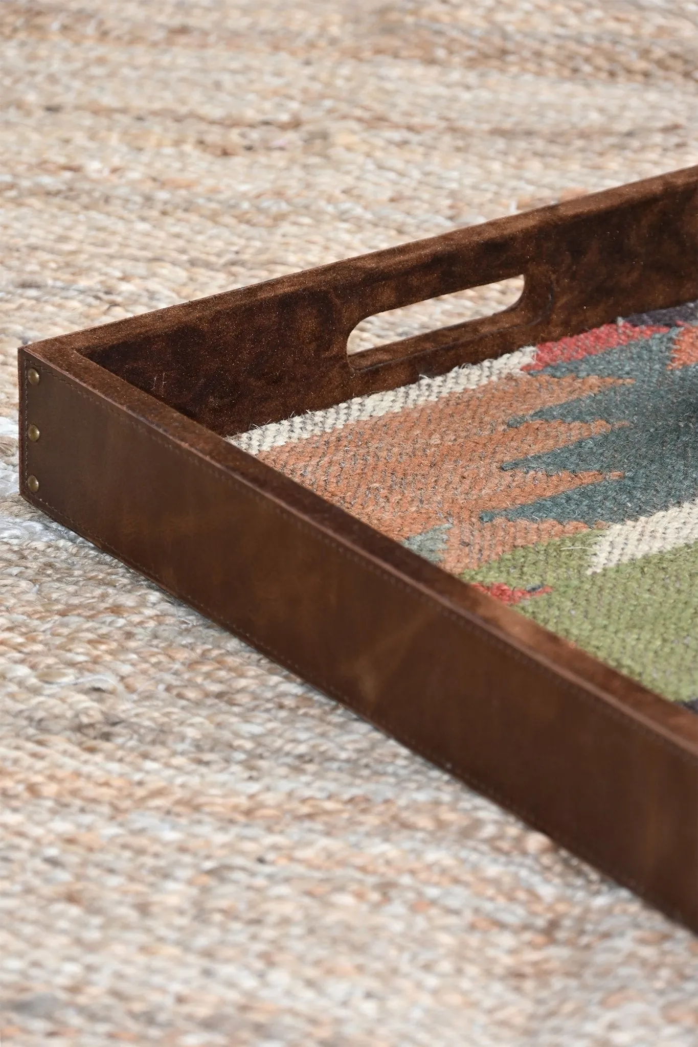 CRIMSOM - LEATHER & KILIM RUG TRAY