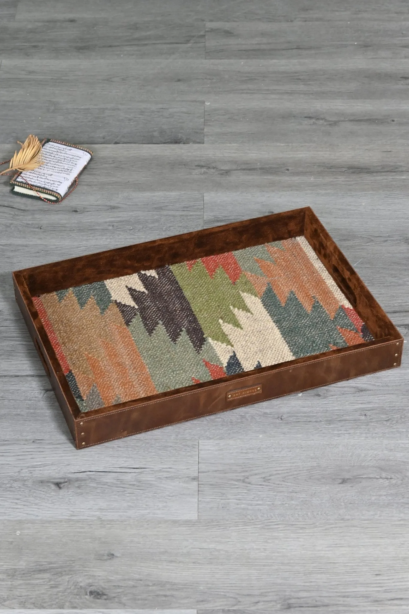 CRIMSOM - LEATHER & KILIM RUG TRAY