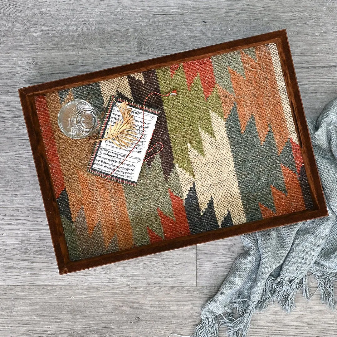 CRIMSOM - LEATHER & KILIM RUG TRAY