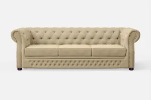 Cuneo 3 Seater Sofa Beige Linen Fabric