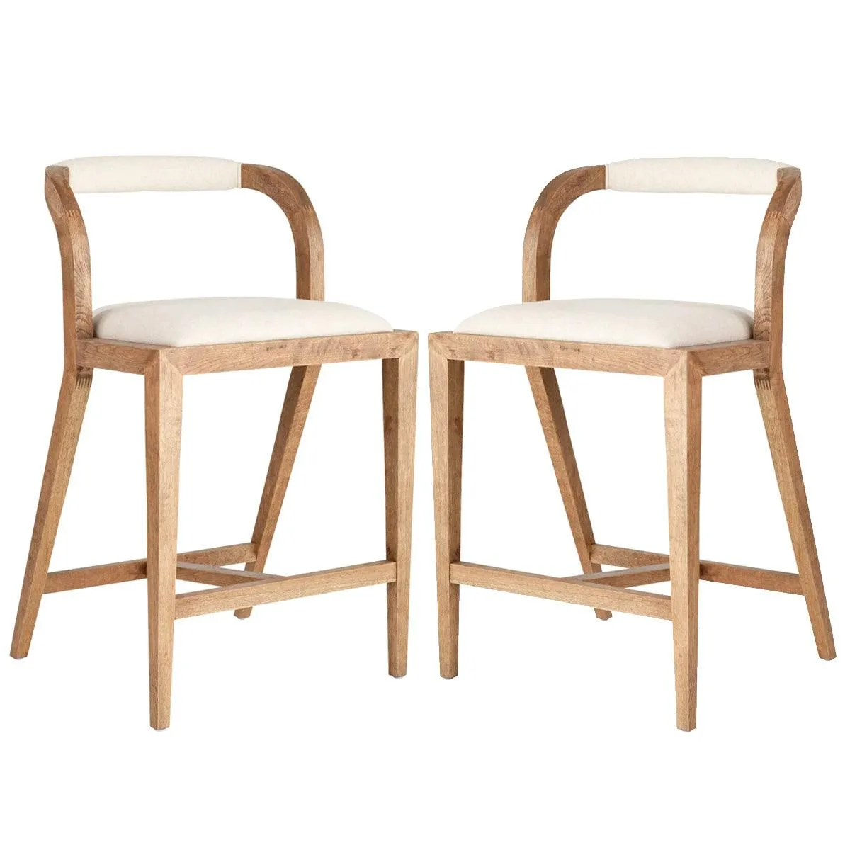 Curved Back Natural Wood Counter Stool