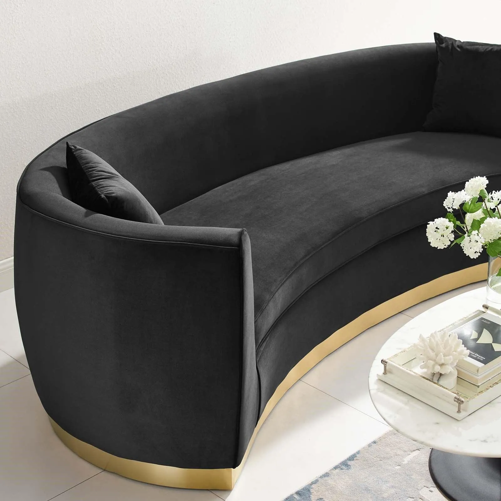 Curvy Velvet Sofa in Black