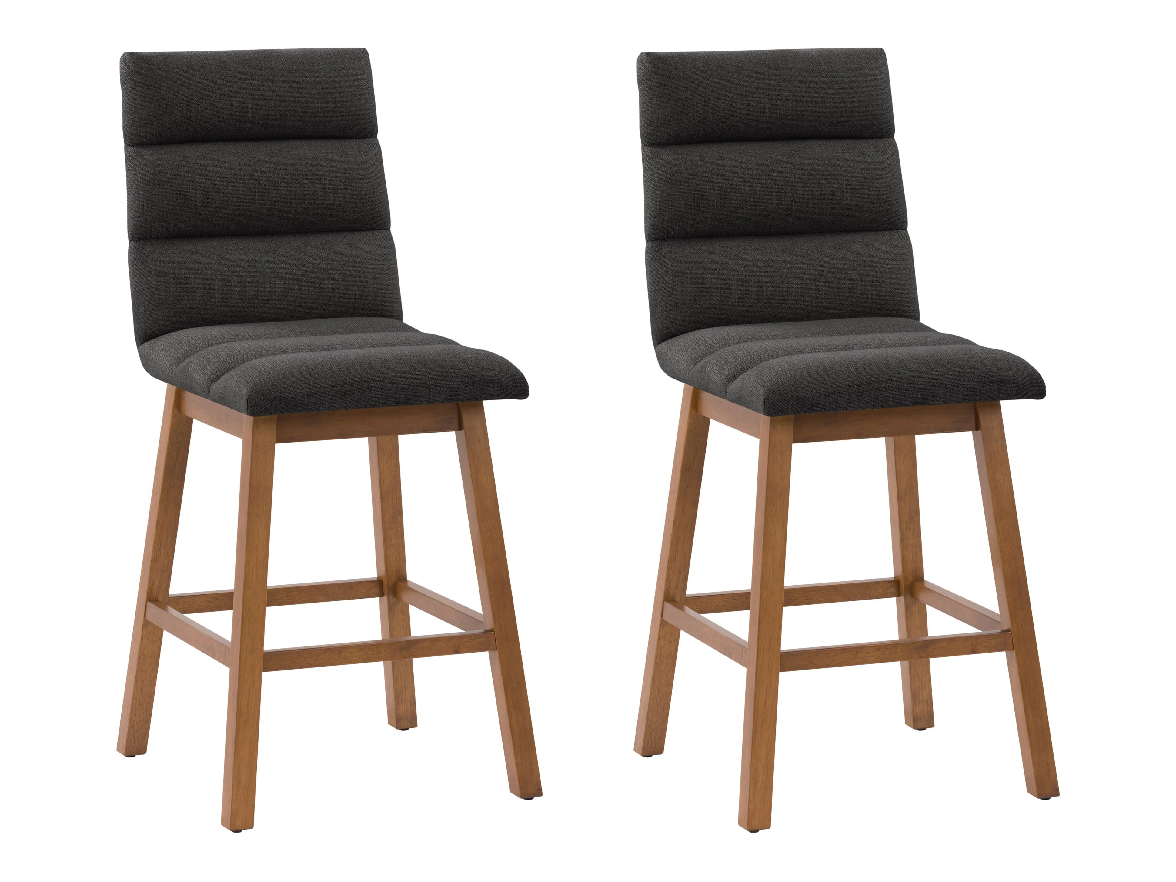 Dark Grey Channel Tufted Bar Stools