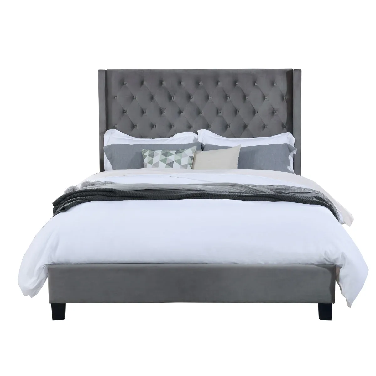 Deirdre Modern Winged Headboard King Bed