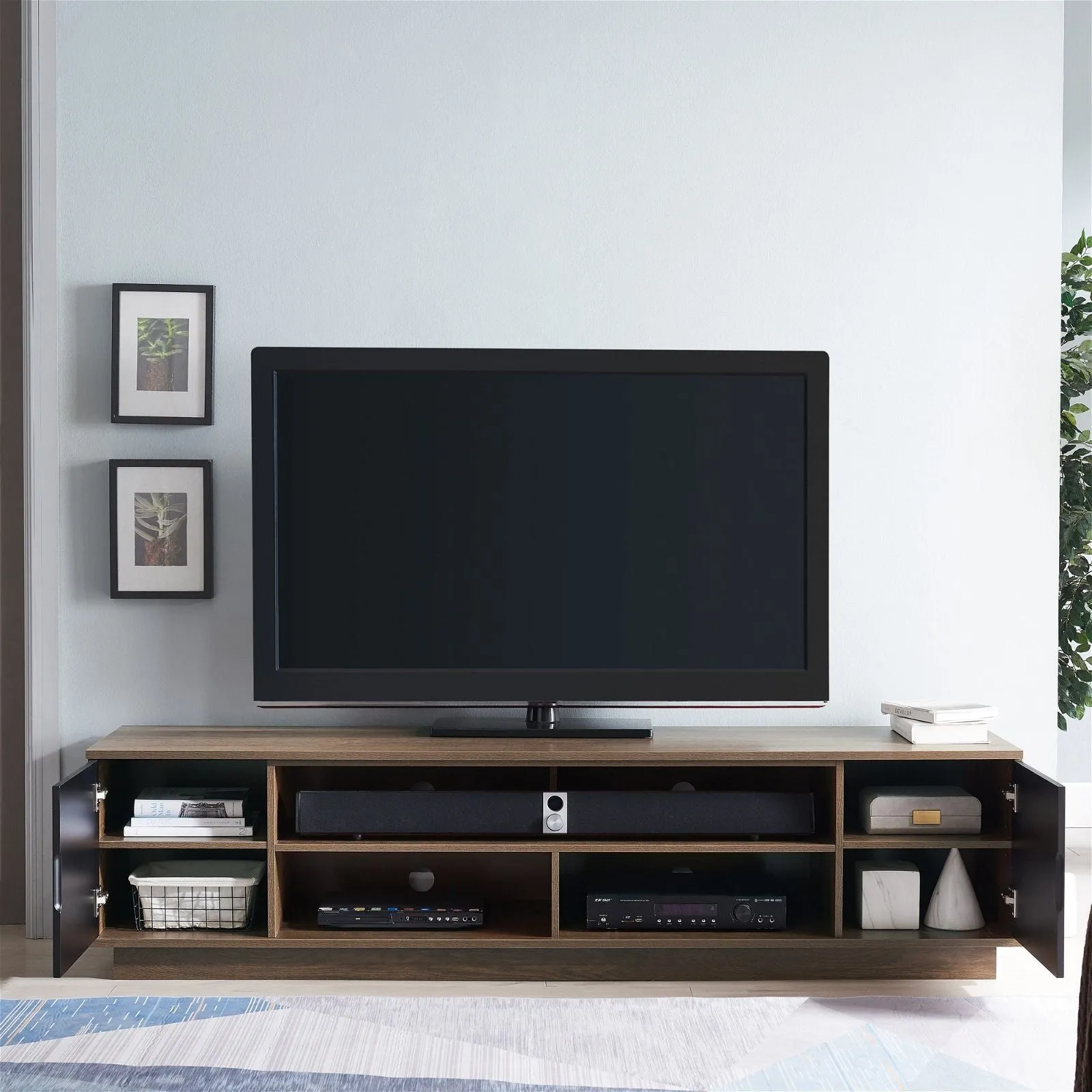 DELUX 200cm TV Unit, Dark Oak and Black by Tauris™