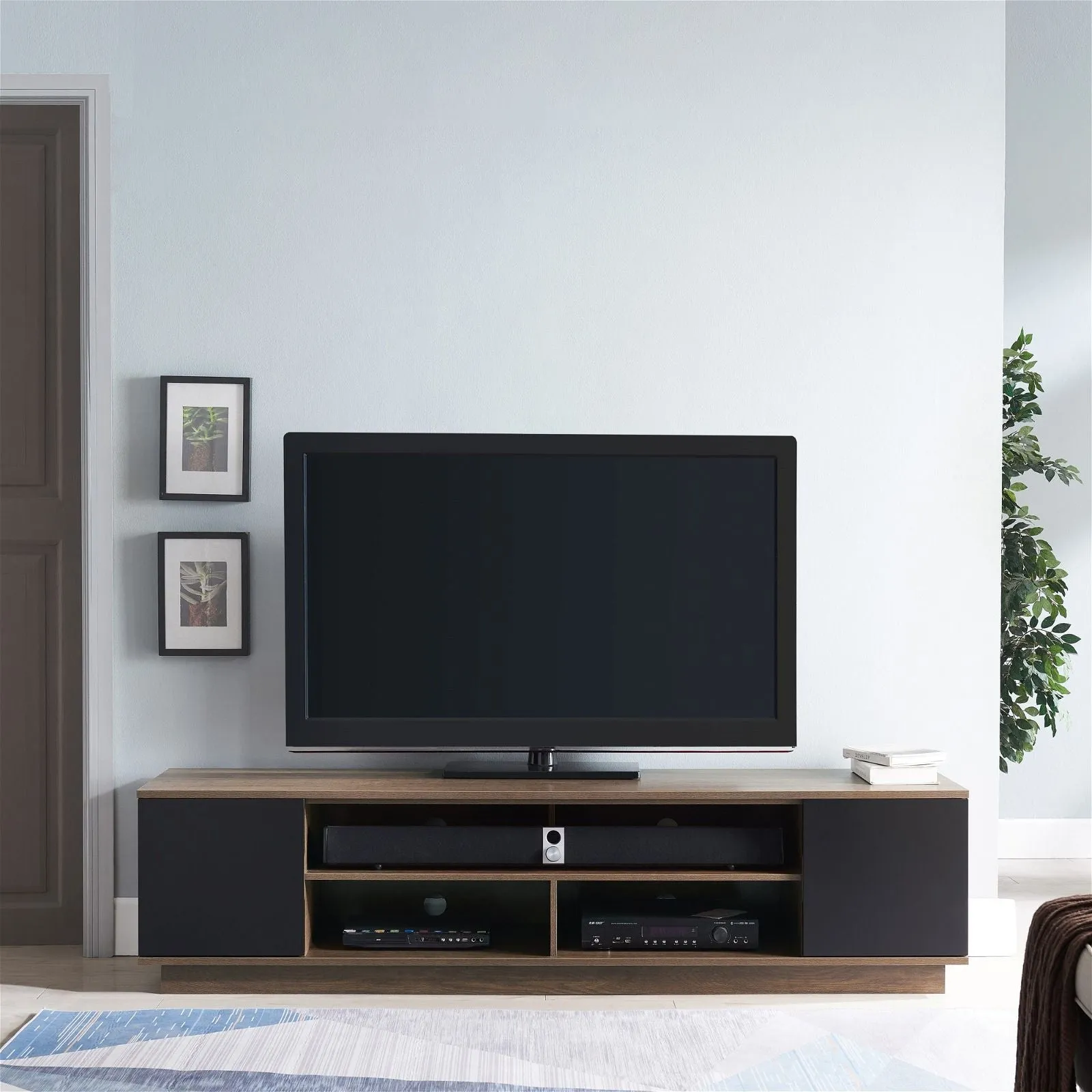 DELUX 200cm TV Unit, Dark Oak and Black by Tauris™