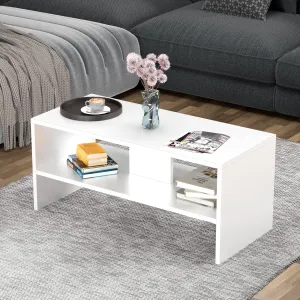 DFC Mocha Engineered Wood Center Table for Living Room, Coffee Table with Storage Tea Table, Teapoy Table, Centre Table for Living Room, Hall, Home and Office (White)