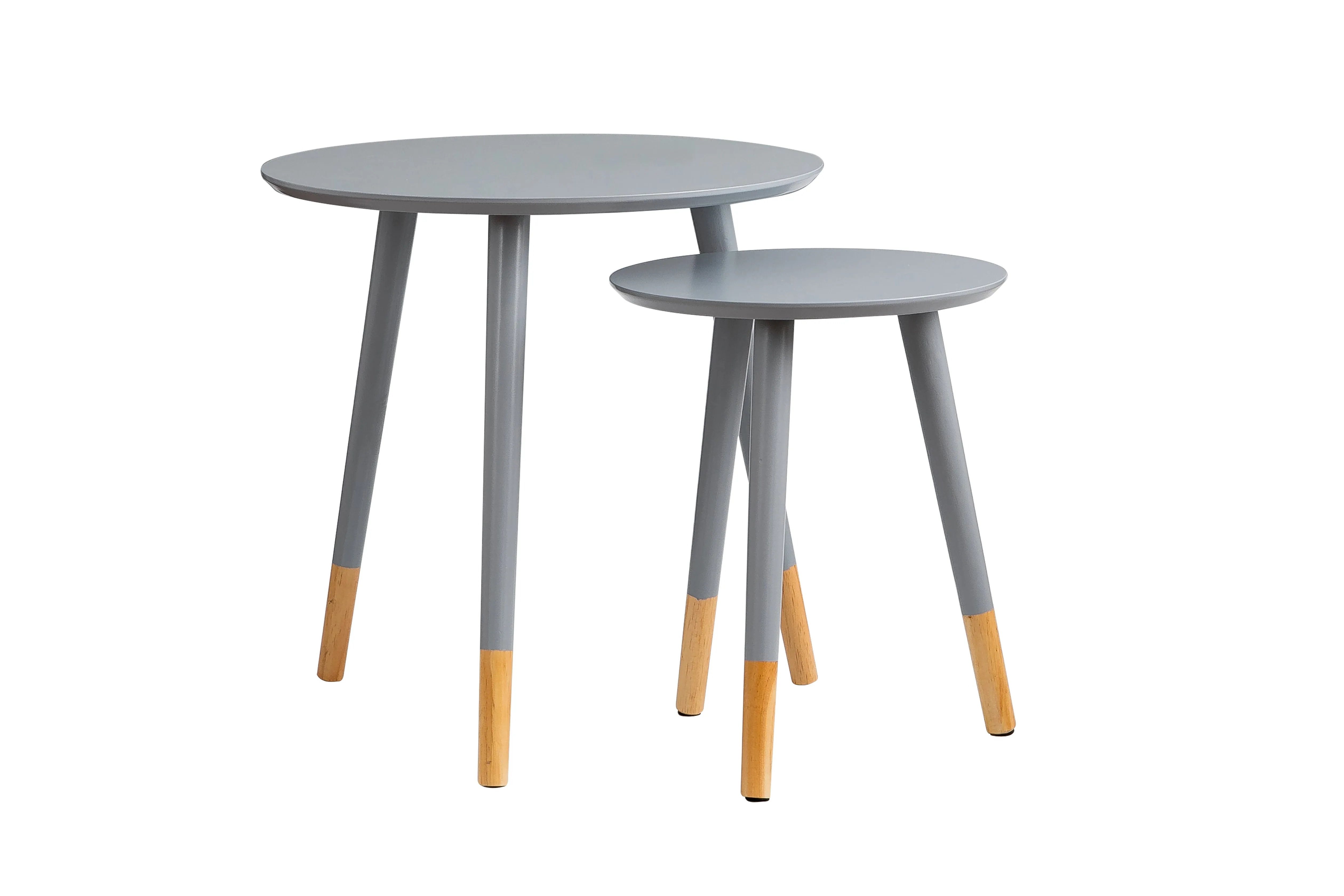 Dina Set of 2 Round Nesting Tables, Side Tables,Occasional Tables, Grey