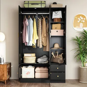 Elegant Wardrobe and Armoire with Rattan Accents