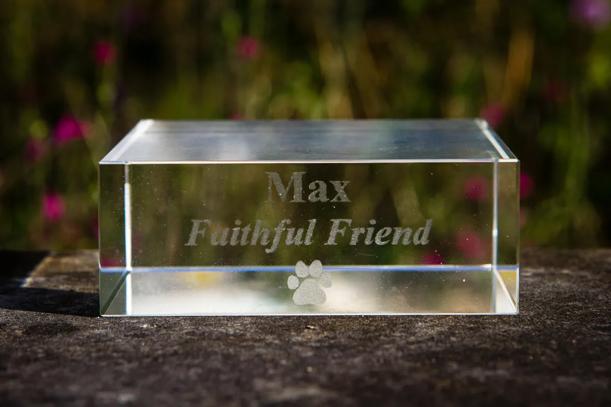 Engraved Glass Square Base