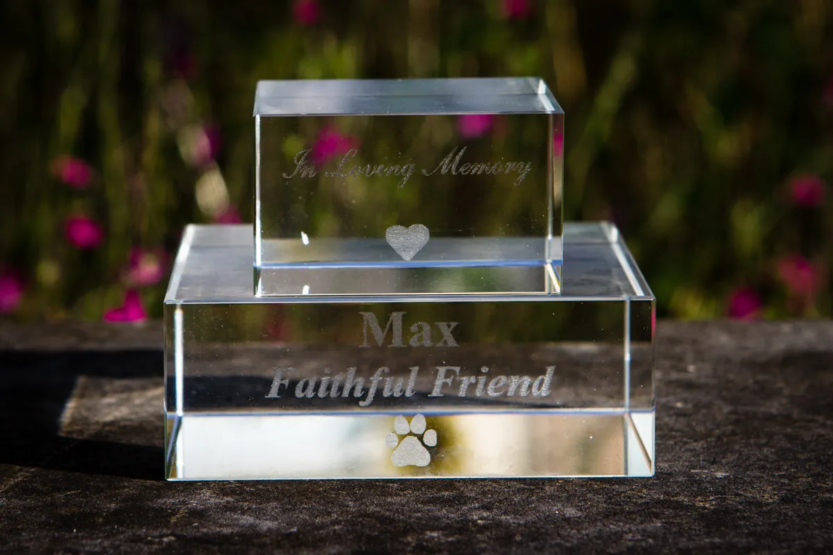 Engraved Glass Square Base