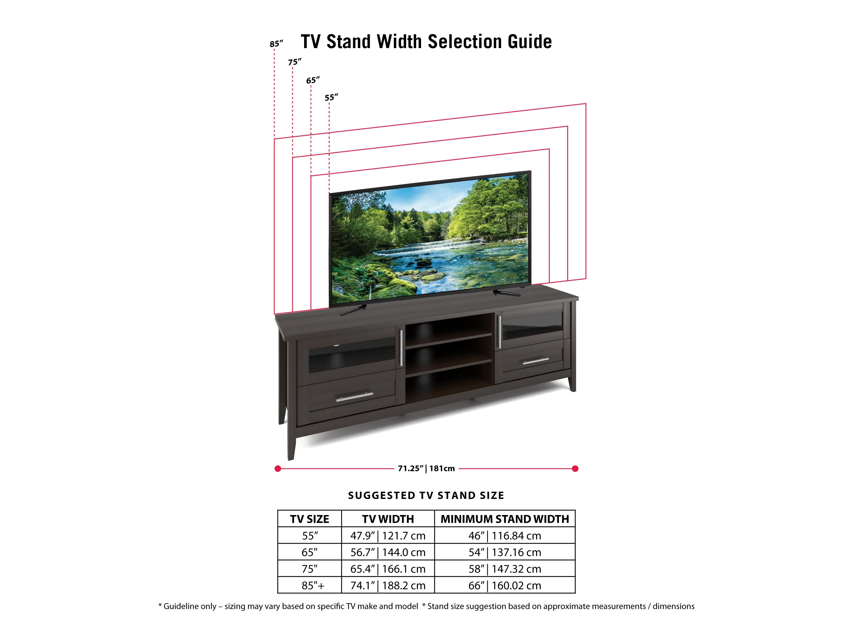 Extra Wide TV Stand, TVs up to 85"