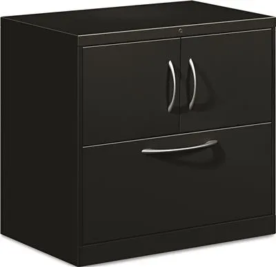 Flagship File Center W/Storage Cabinet & Lateral File 30W X 18D X 28H Black