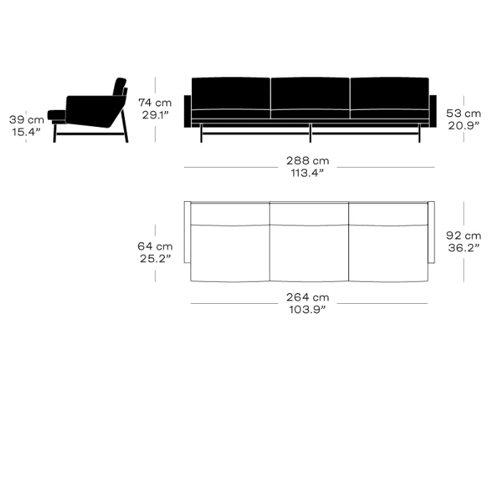 Fritz Hansen Lissoni Sofa™ 3-Seater Upholstered