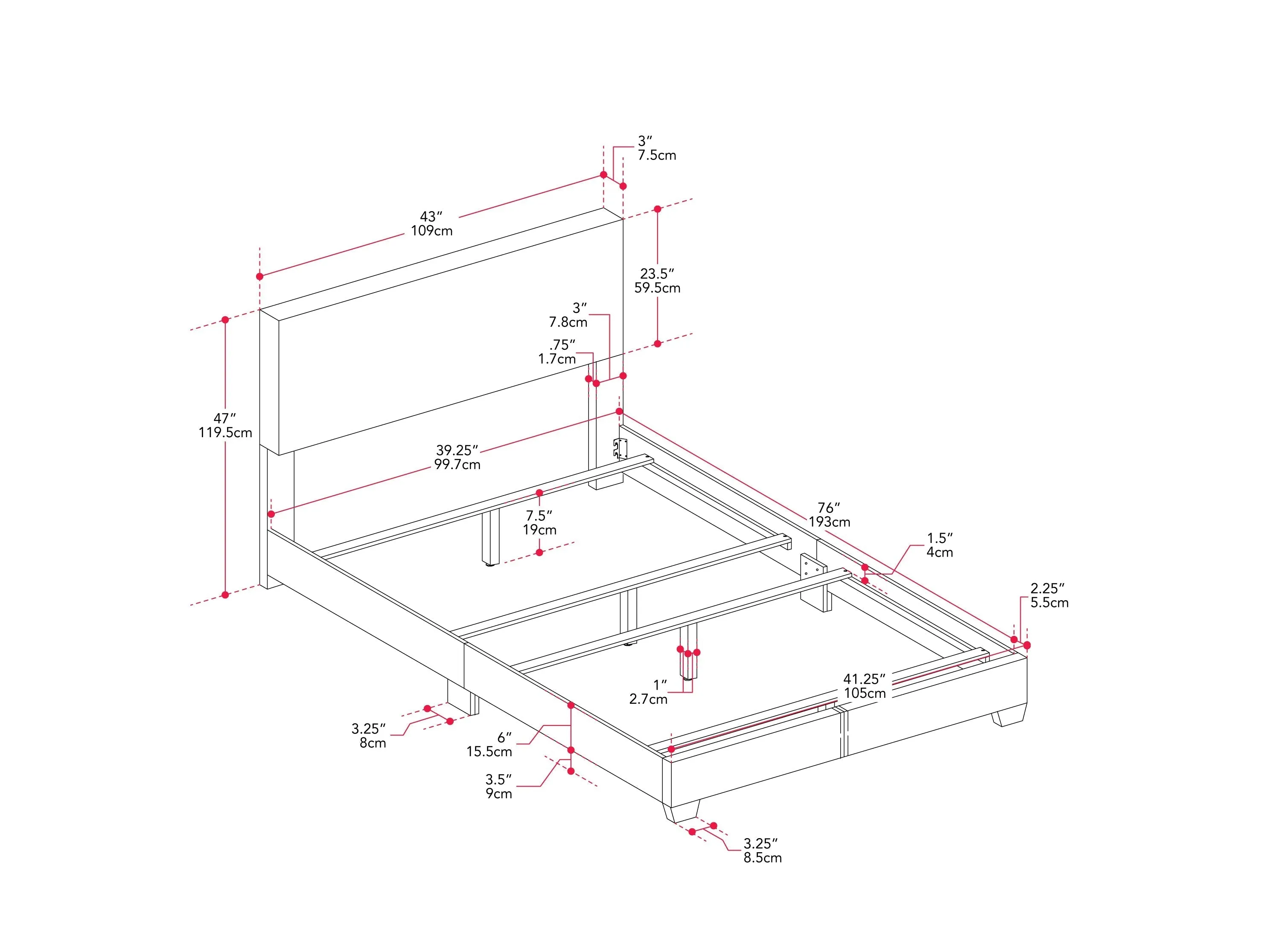 Grey Modern Twin / Single Bed