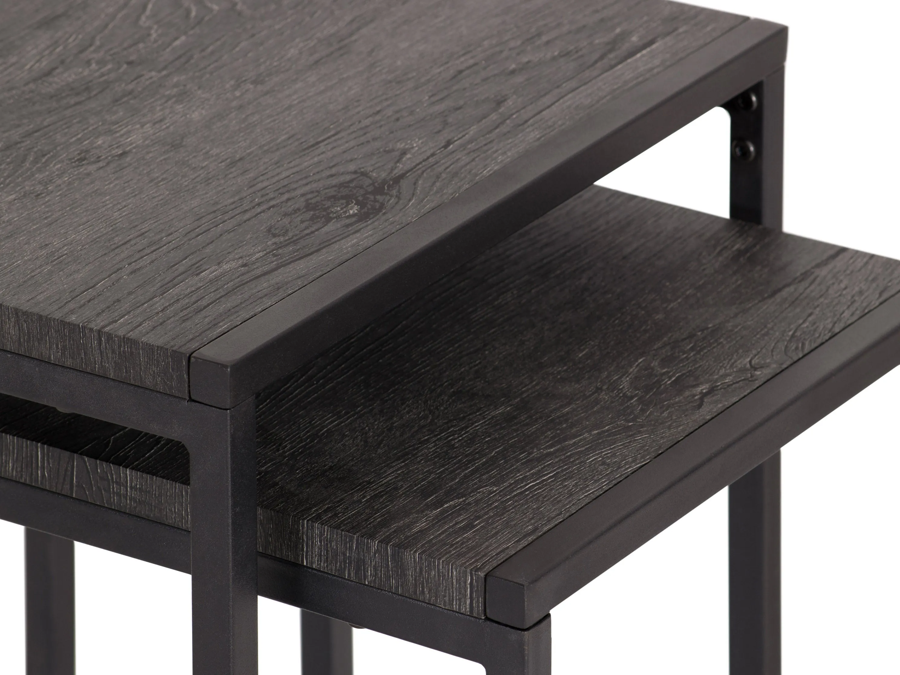 Grey Wood Square Nesting Side Tables