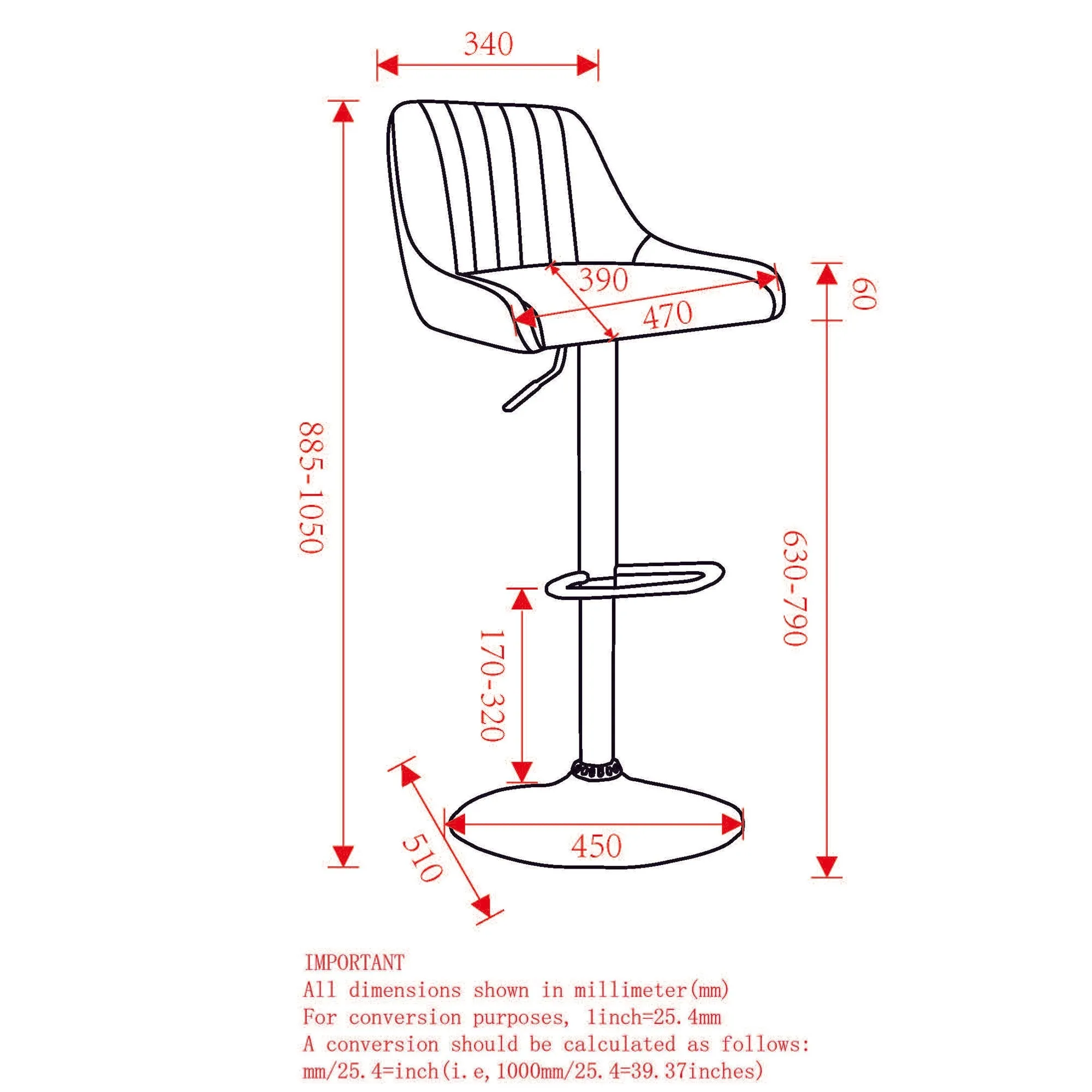 Height Adjustable Bar Stools | Set of 2 | Kron Cream