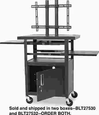 Height-Adjustable Flat Panel Tv Cart 4-Shelf 24W X 18D X 46H Black