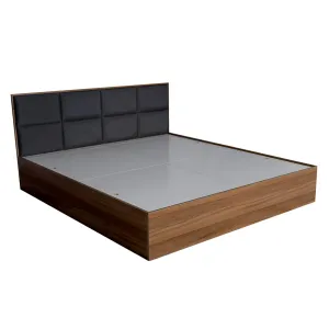 HEKAMI interiors King Size Bed with Box Storage (Upholstered Charcoal Gray Fabric, Matte,Engineered Wood)