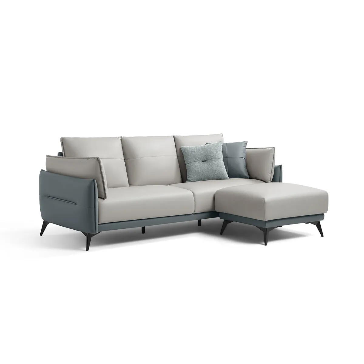 Italian 3-seater Minimalist Style Sofa with Ottoman