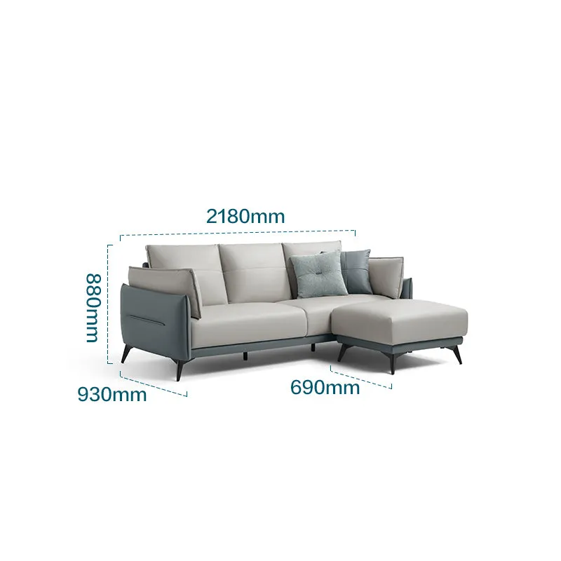 Italian 3-seater Minimalist Style Sofa with Ottoman