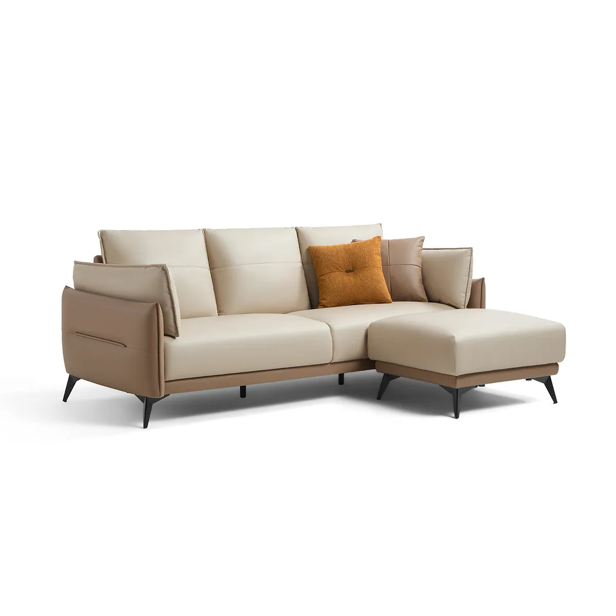 Italian 3-seater Minimalist Style Sofa with Ottoman